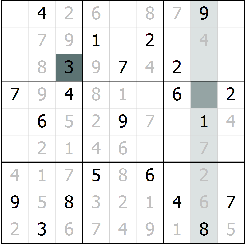 Position des candidats pour la solution de la Gr 24 page 26 du magazine de sudoku Expert n° 020