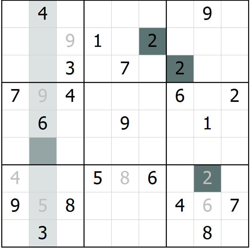 Position des candidats pour la solution de la Gr 24 page 26 du magazine de sudoku Expert n° 020