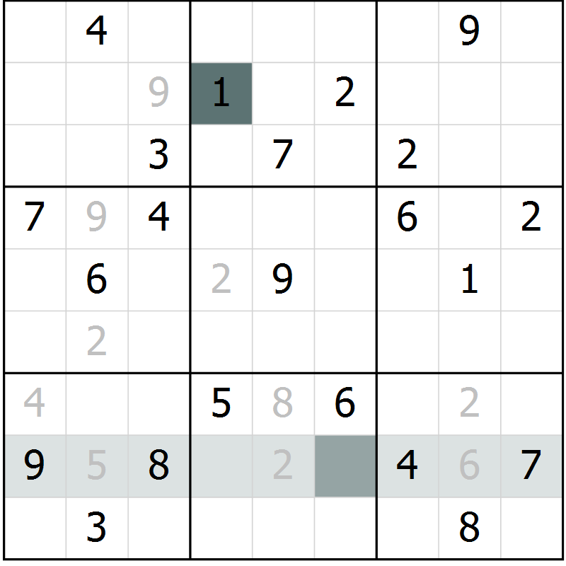 Position des candidats pour la solution de la Gr 24 page 26 du magazine de sudoku Expert n° 020