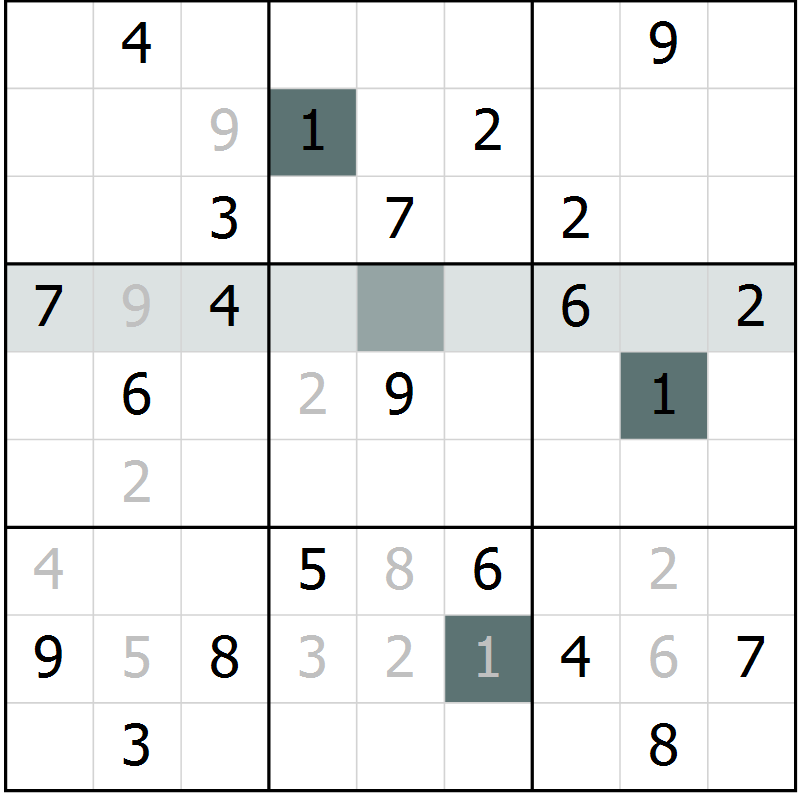 Position des candidats pour la solution de la Gr 24 page 26 du magazine de sudoku Expert n° 020