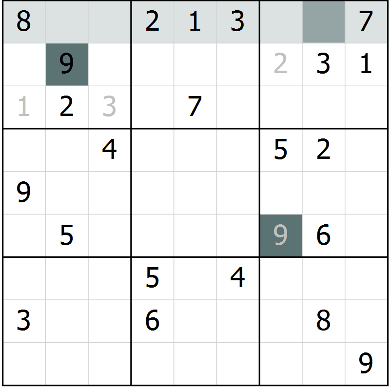 Position des candidats pour la solution de la Gr 25 page 27 du magazine de sudoku Expert n° 020