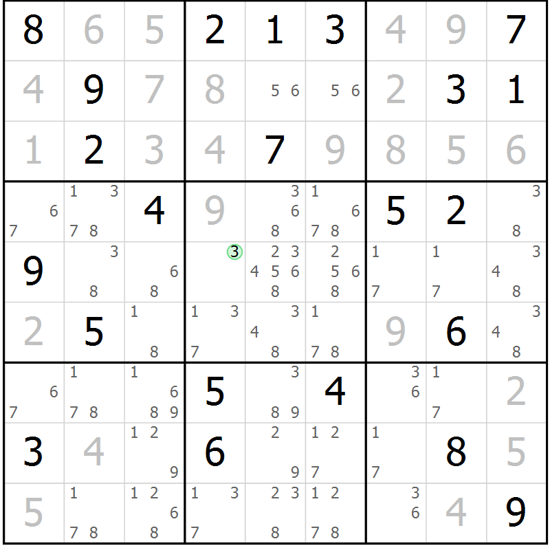 Position des candidats pour la solution de la Gr 25 page 27 du magazine de sudoku Expert n° 020