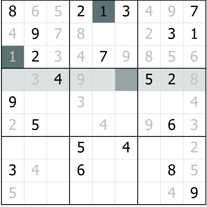 Position des candidats pour la solution de la Gr 25 page 27 du magazine de sudoku Expert n° 020
