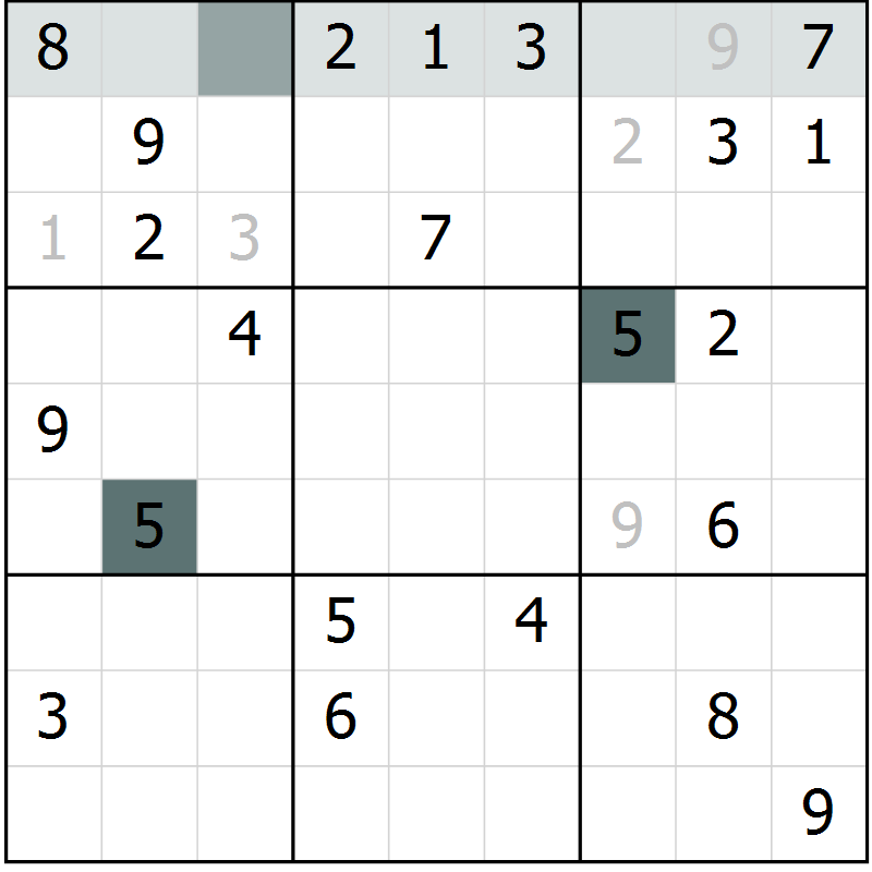 Position des candidats pour la solution de la Gr 25 page 27 du magazine de sudoku Expert n° 020
