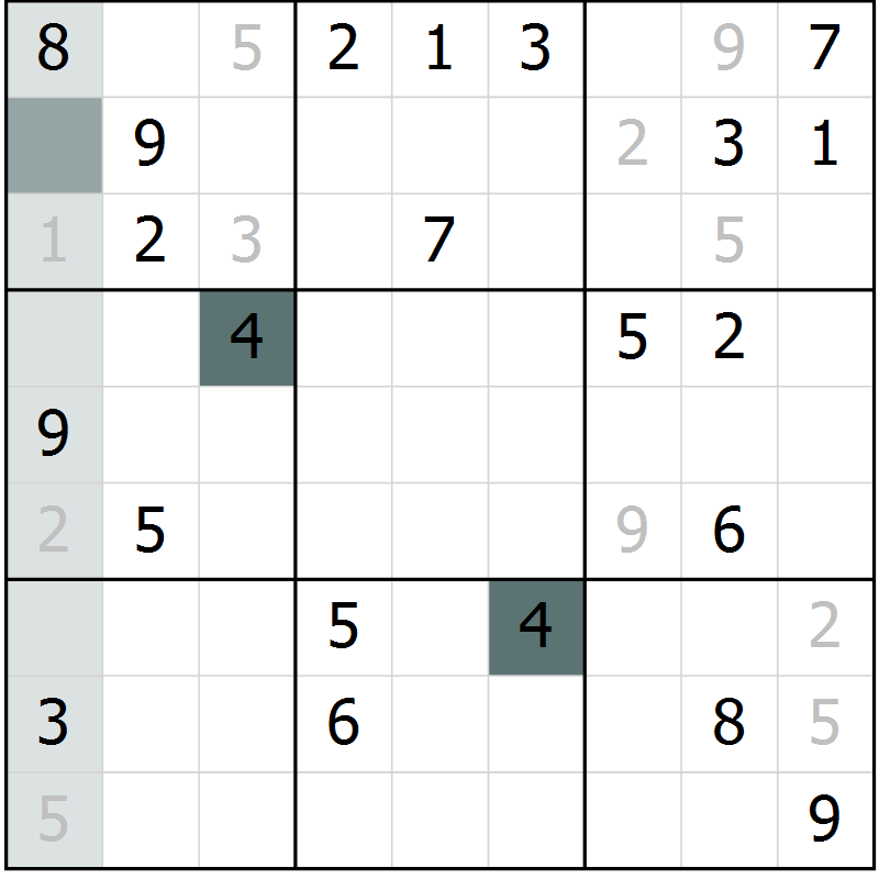 Position des candidats pour la solution de la Gr 25 page 27 du magazine de sudoku Expert n° 020