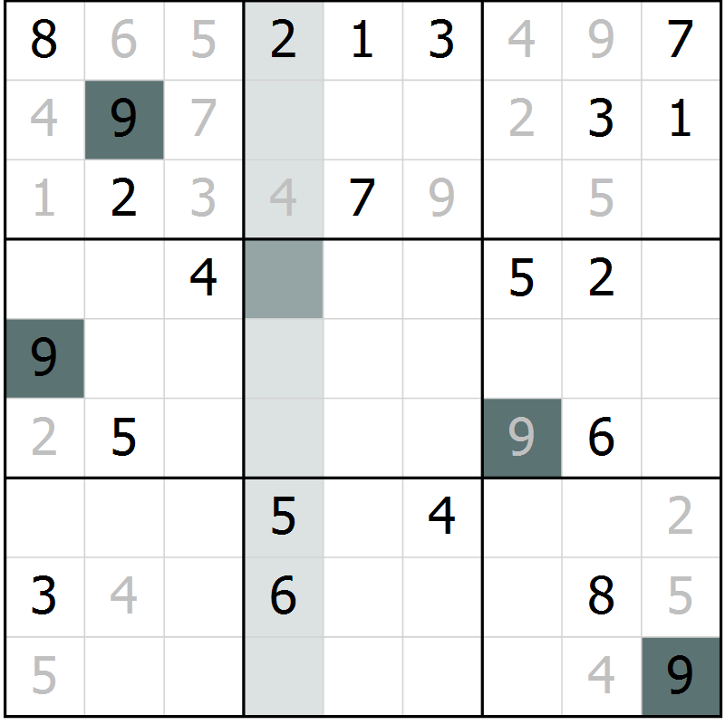Position des candidats pour la solution de la Gr 25 page 27 du magazine de sudoku Expert n° 020