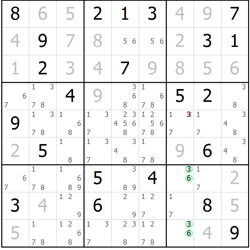 Position des candidats pour la solution de la Gr 25 page 27 du magazine de sudoku Expert n° 020