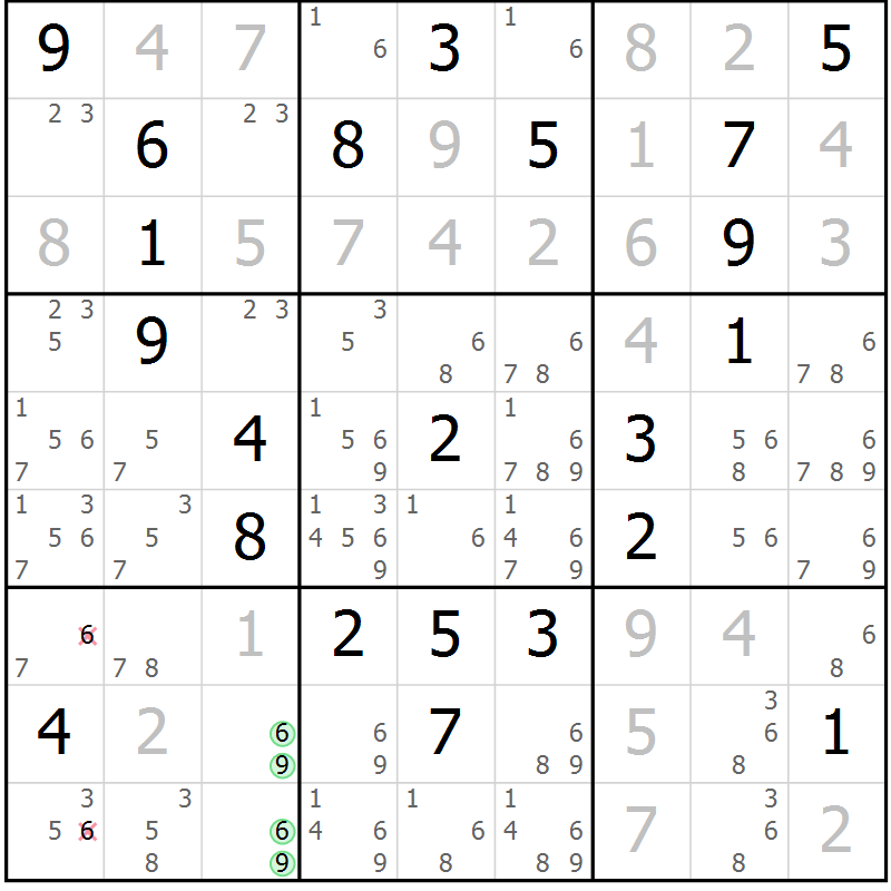 Position des candidats pour la solution de la Gr 27 page 29 du magazine de sudoku Expert n° 020