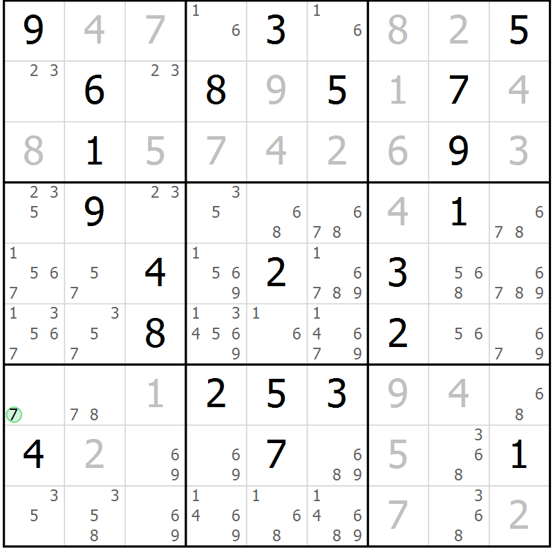 Position des candidats pour la solution de la Gr 27 page 29 du magazine de sudoku Expert n° 020