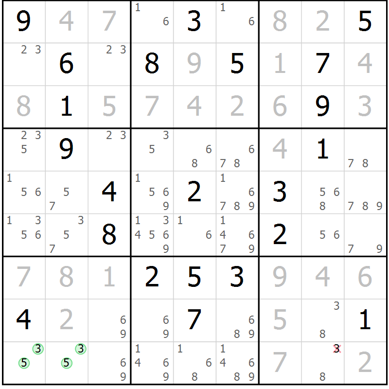 Position des candidats pour la solution de la Gr 27 page 29 du magazine de sudoku Expert n° 020