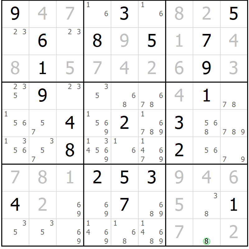 Position des candidats pour la solution de la Gr 27 page 29 du magazine de sudoku Expert n° 020
