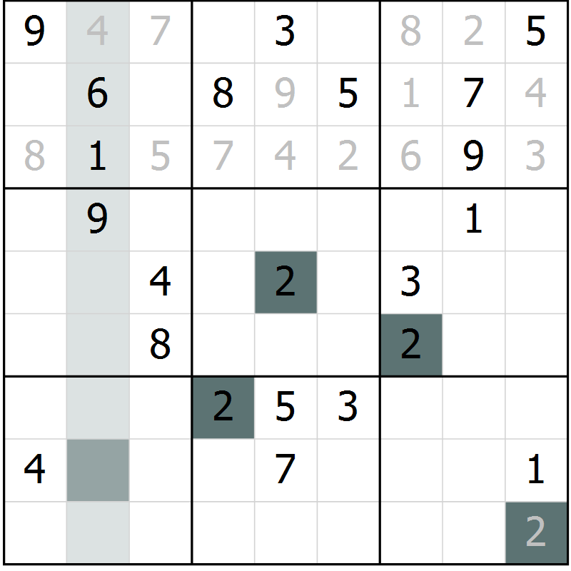 Position des candidats pour la solution de la Gr 27 page 29 du magazine de sudoku Expert n° 020