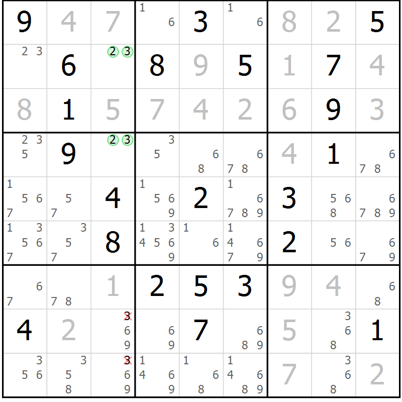 Position des candidats pour la solution de la Gr 27 page 29 du magazine de sudoku Expert n° 020