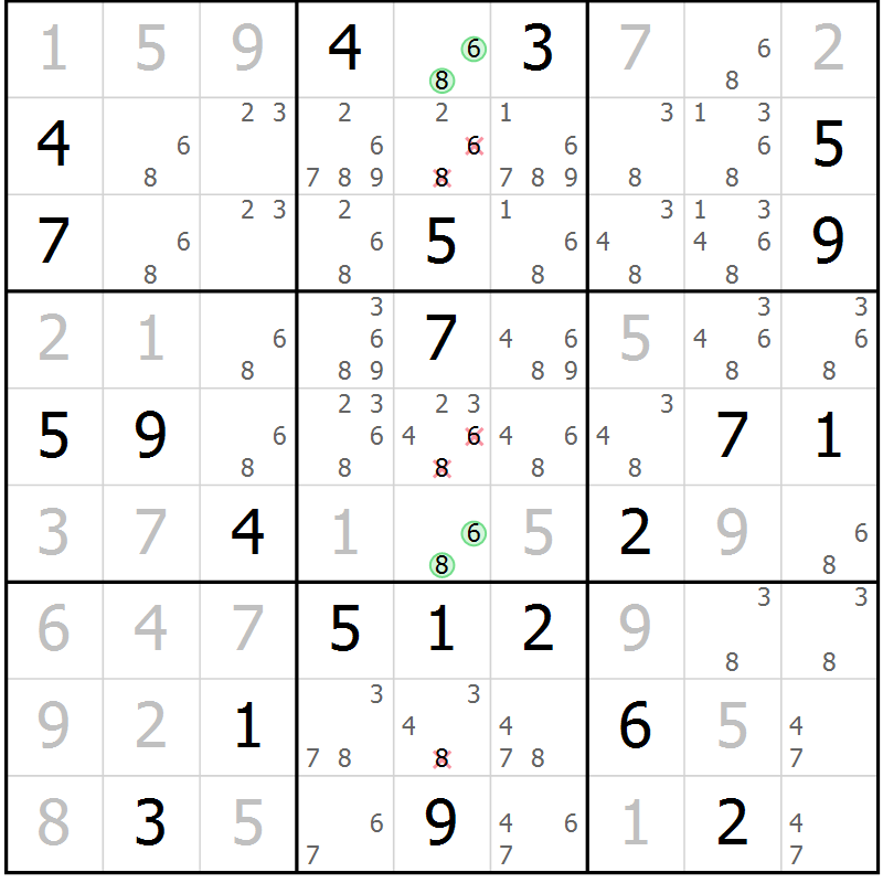 Position des candidats pour la solution de la Gr 28 page 30 du magazine de sudoku Expert n° 020