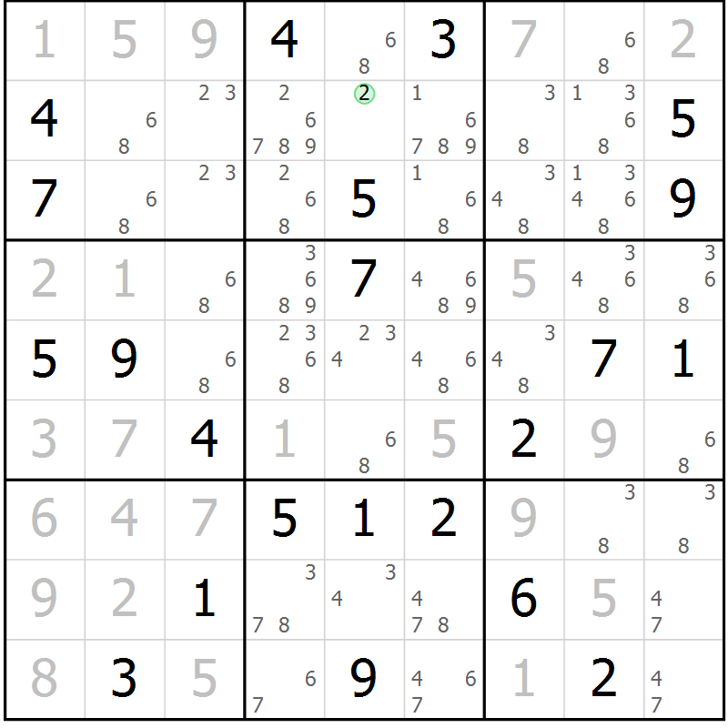 Position des candidats pour la solution de la Gr 28 page 30 du magazine de sudoku Expert n° 020