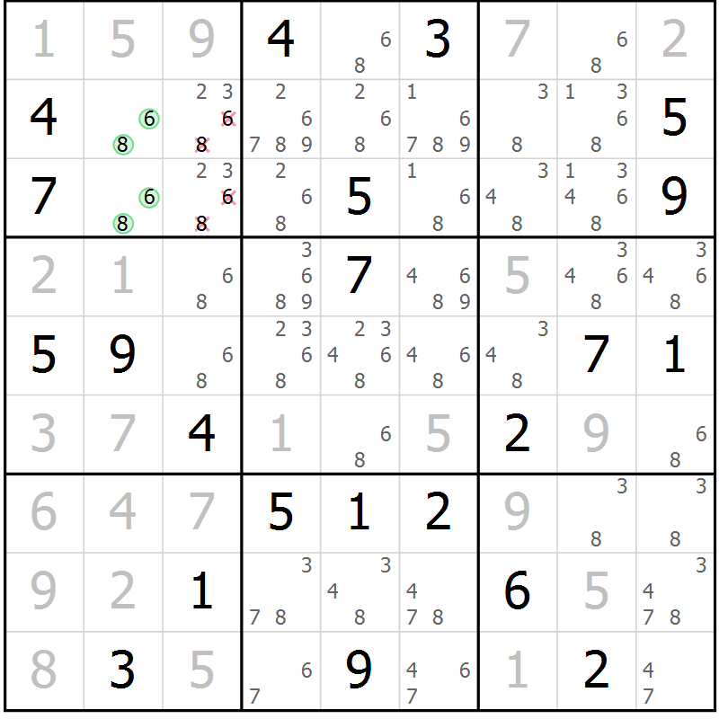Position des candidats pour la solution de la Gr 28 page 30 du magazine de sudoku Expert n° 020