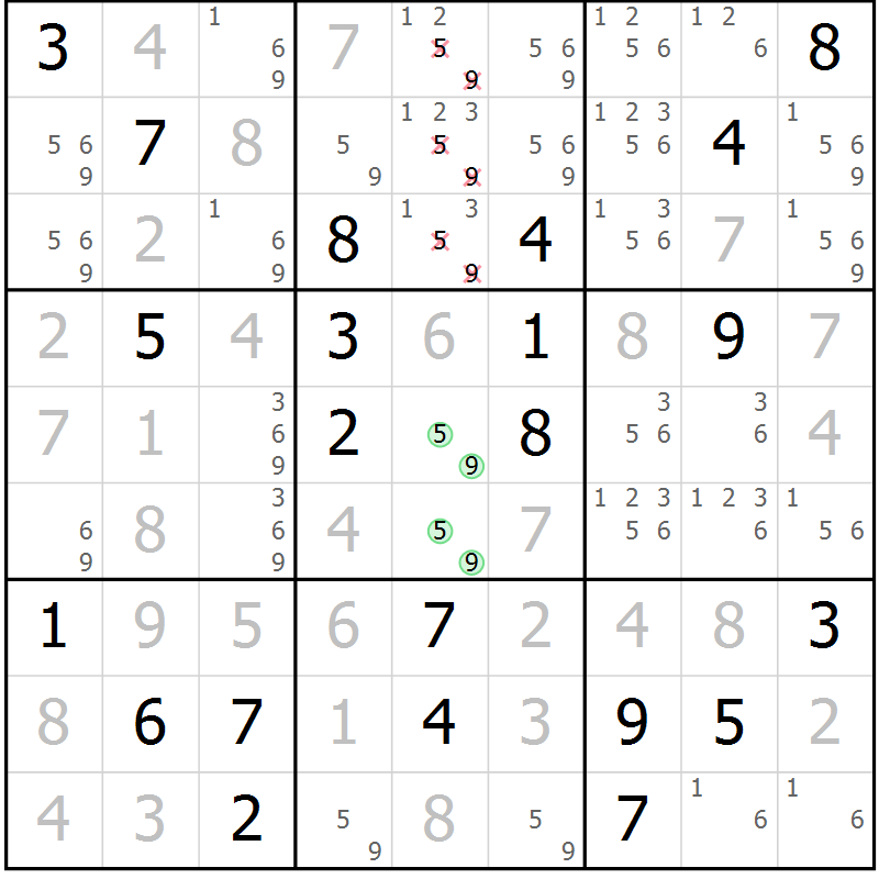 Position des candidats pour la solution de la Gr 29 page 31 du magazine de sudoku Expert n° 020