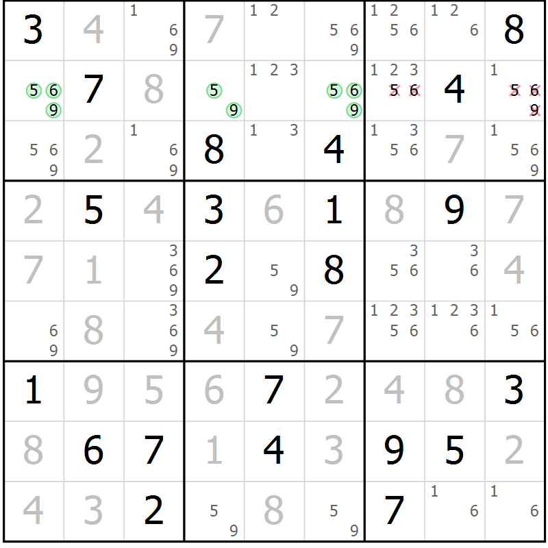 Position des candidats pour la solution de la Gr 29 page 31 du magazine de sudoku Expert n° 020