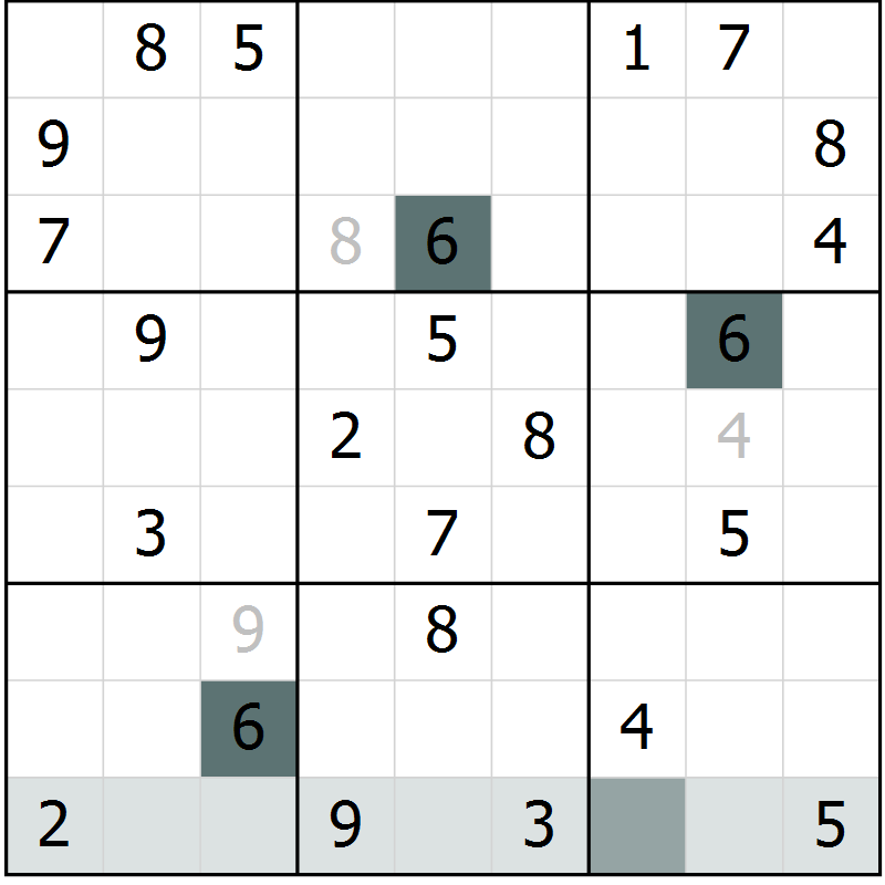 Position des candidats pour la solution de la Gr 3 page 5 du magazine de sudoku Expert n° 020