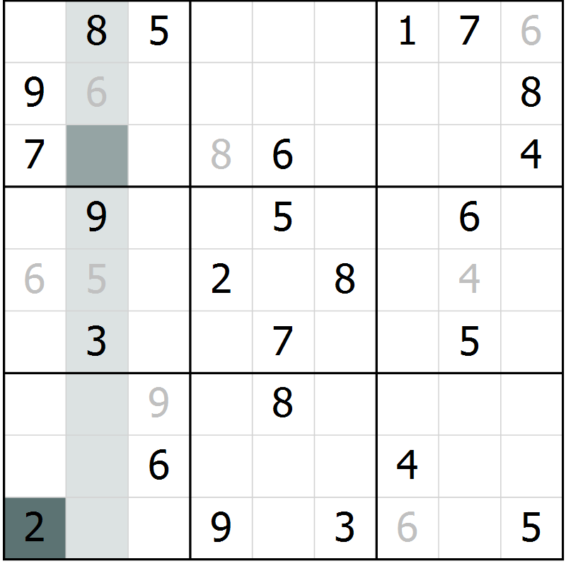Position des candidats pour la solution de la Gr 3 page 5 du magazine de sudoku Expert n° 020