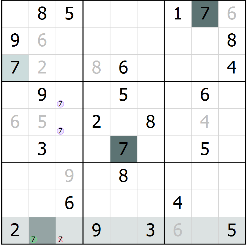 Position des candidats pour la solution de la Gr 3 page 5 du magazine de sudoku Expert n° 020