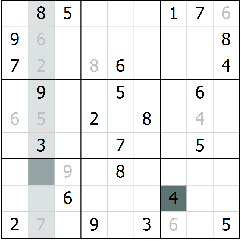 Position des candidats pour la solution de la Gr 3 page 5 du magazine de sudoku Expert n° 020