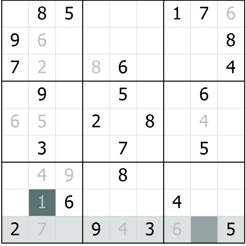 Position des candidats pour la solution de la Gr 3 page 5 du magazine de sudoku Expert n° 020