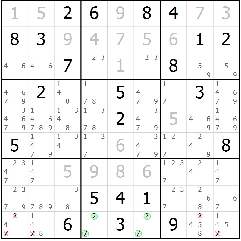 Position des candidats pour la solution de la Gr 30 page 32 du magazine de sudoku Expert n° 020