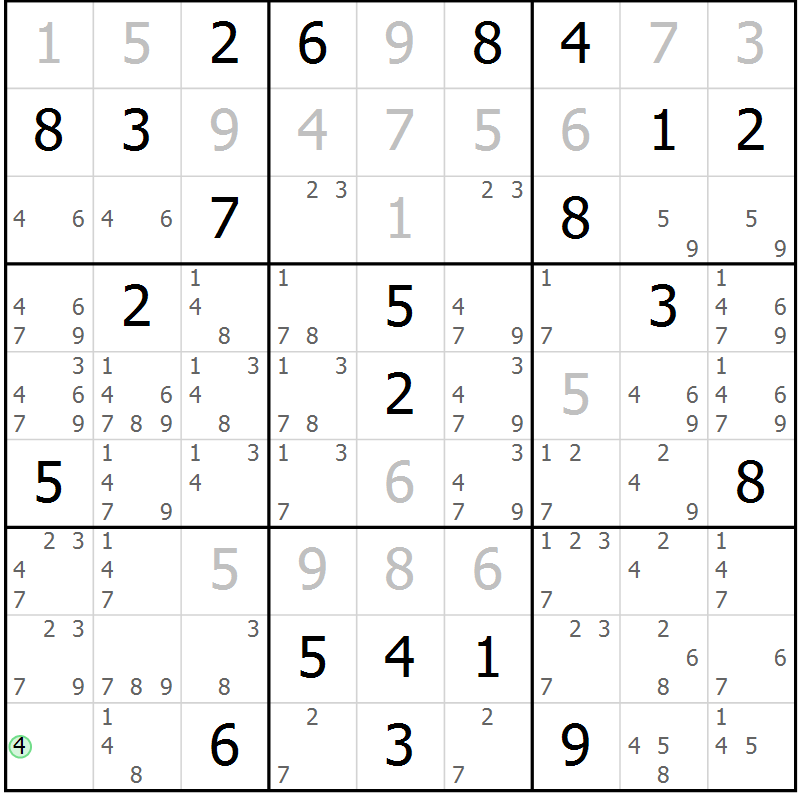 Position des candidats pour la solution de la Gr 30 page 32 du magazine de sudoku Expert n° 020