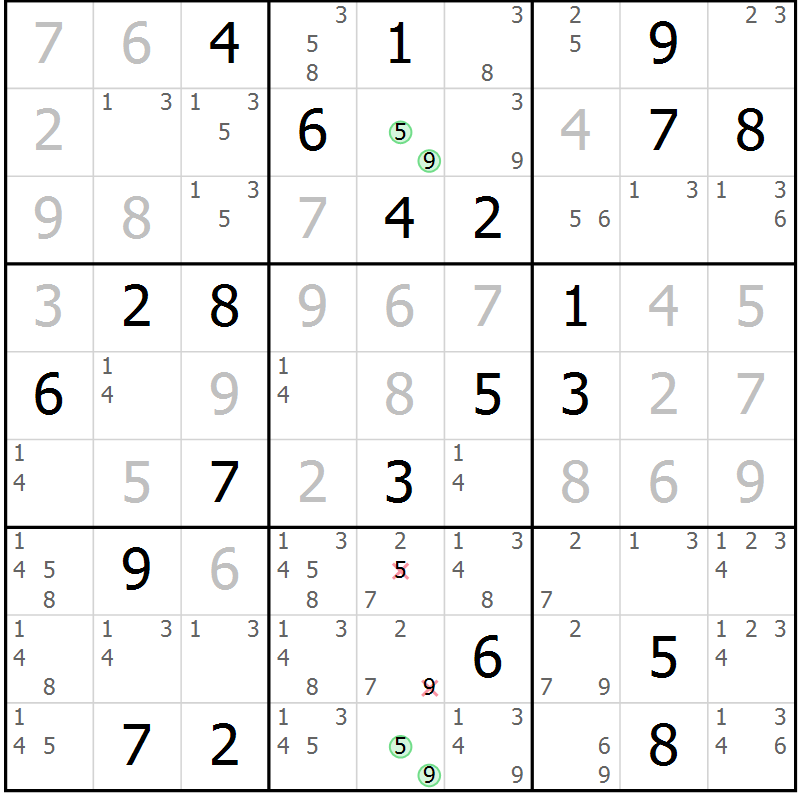 Position des candidats pour la solution de la Gr 31 page 33 du magazine de sudoku Expert n° 020