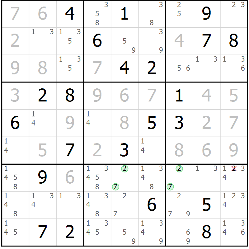 Position des candidats pour la solution de la Gr 31 page 33 du magazine de sudoku Expert n° 020