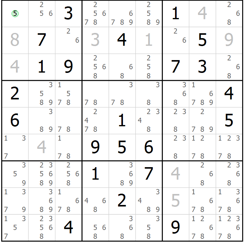 Position des candidats pour la solution de la Gr 32 page 34 du magazine de sudoku Expert n° 020