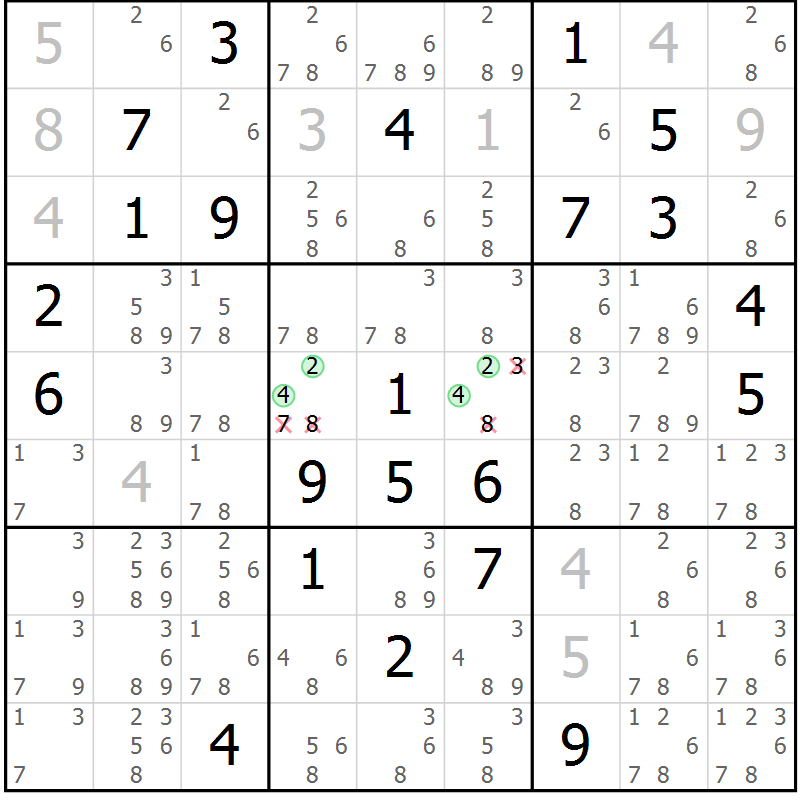 Position des candidats pour la solution de la Gr 32 page 34 du magazine de sudoku Expert n° 020