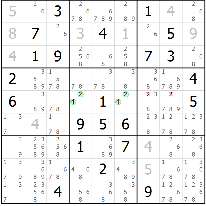 Position des candidats pour la solution de la Gr 32 page 34 du magazine de sudoku Expert n° 020