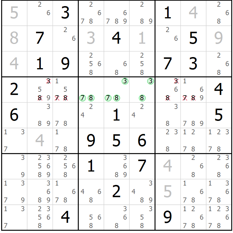 Position des candidats pour la solution de la Gr 32 page 34 du magazine de sudoku Expert n° 020