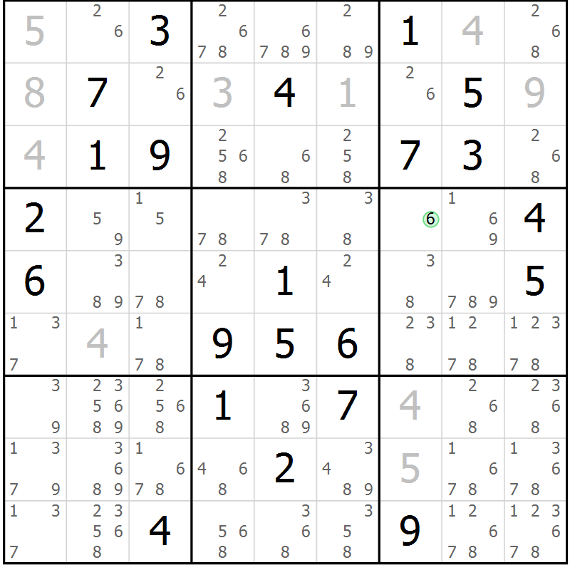 Position des candidats pour la solution de la Gr 32 page 34 du magazine de sudoku Expert n° 020