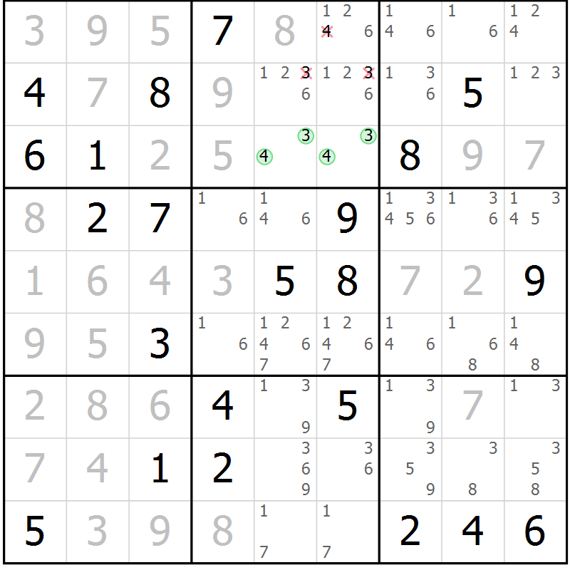 Position des candidats pour la solution de la Gr 33 page 35 du magazine de sudoku Expert n° 020