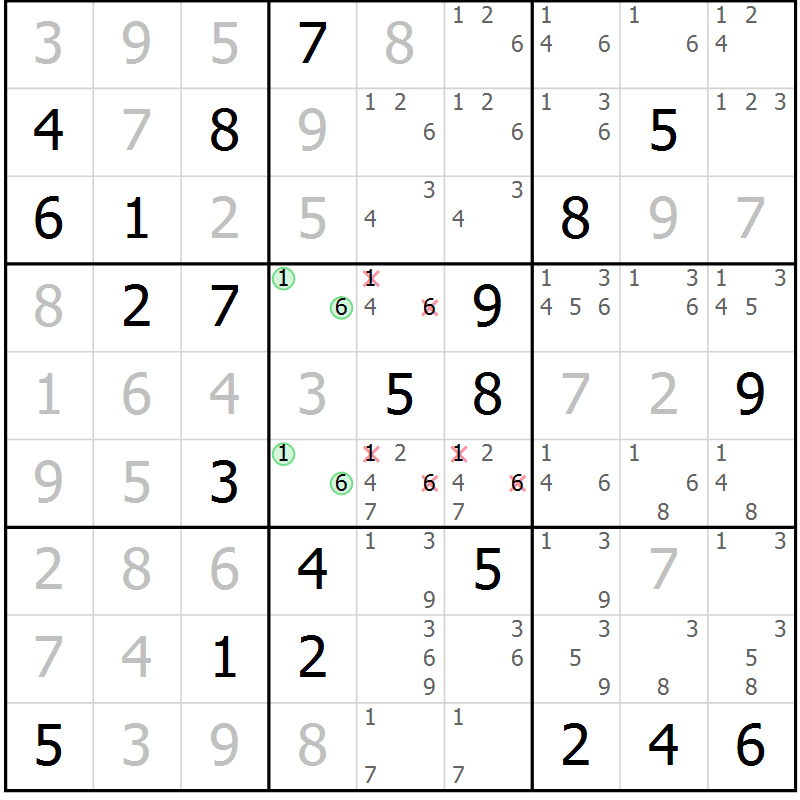 Position des candidats pour la solution de la Gr 33 page 35 du magazine de sudoku Expert n° 020