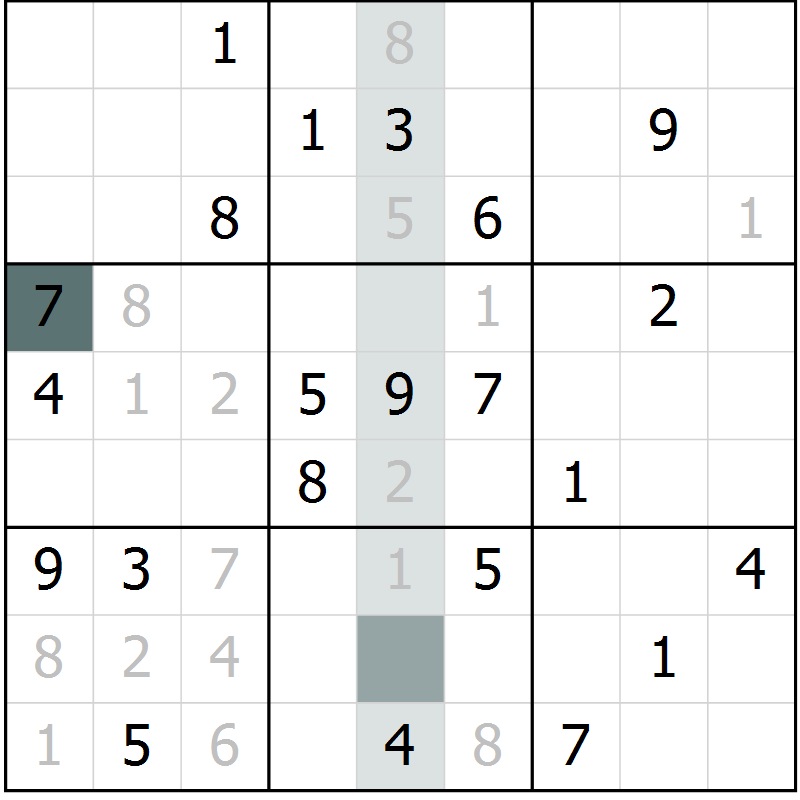 Position des candidats pour la solution de la Gr 34 page 36 du magazine de sudoku Expert n° 020