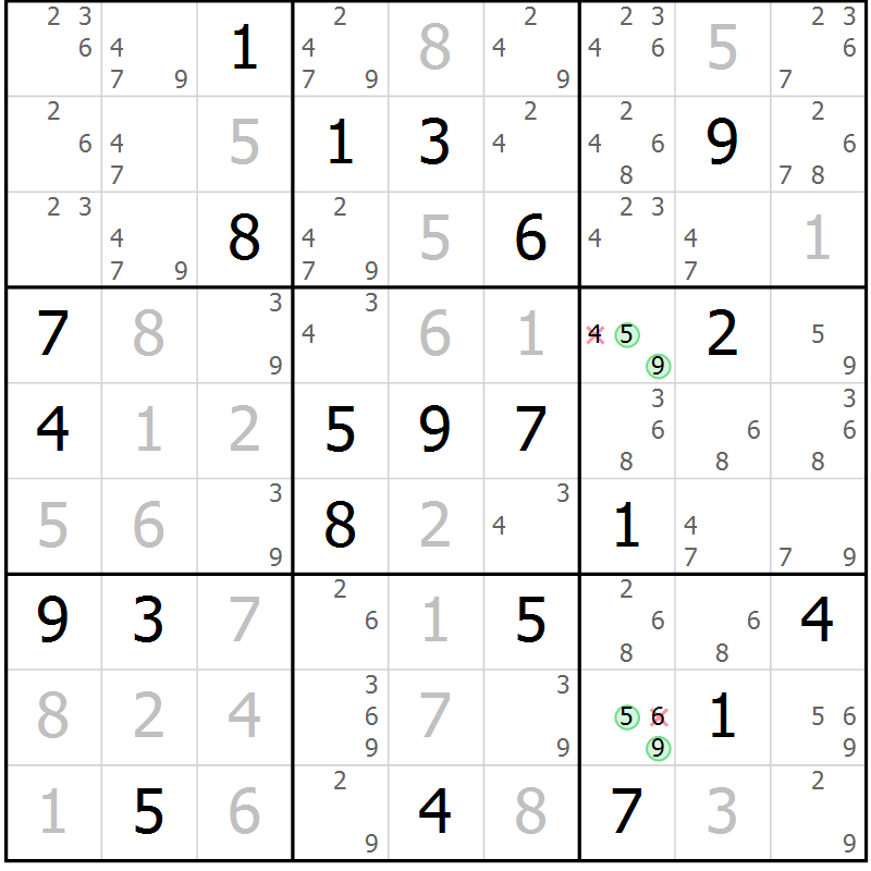Position des candidats pour la solution de la Gr 34 page 36 du magazine de sudoku Expert n° 020