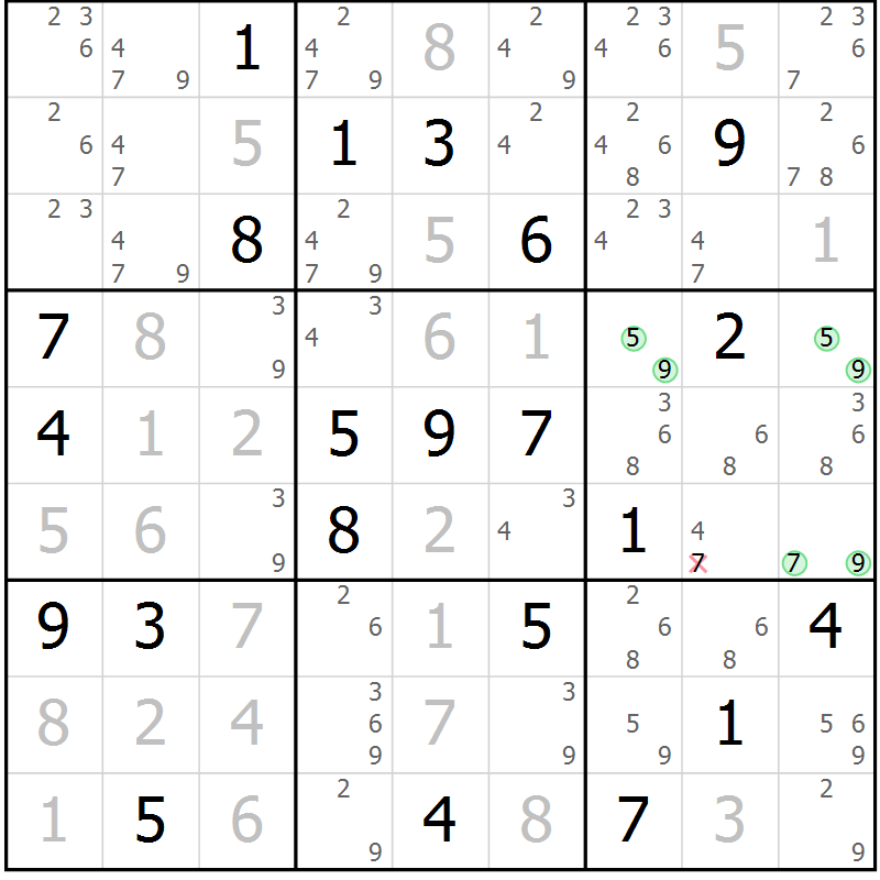 Position des candidats pour la solution de la Gr 34 page 36 du magazine de sudoku Expert n° 020
