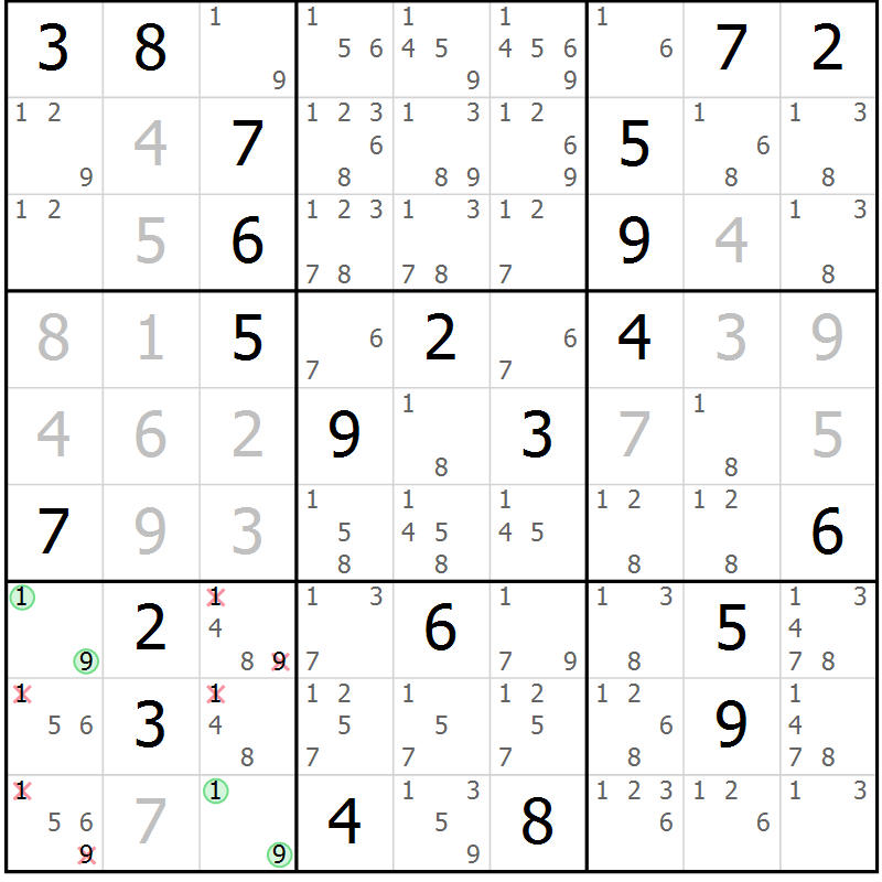 Position des candidats pour la solution de la Gr 35 page 37 du magazine de sudoku Expert n° 020