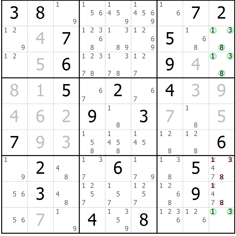 Position des candidats pour la solution de la Gr 35 page 37 du magazine de sudoku Expert n° 020