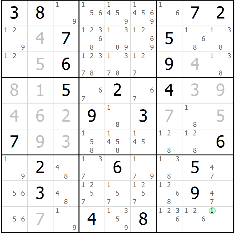 Position des candidats pour la solution de la Gr 35 page 37 du magazine de sudoku Expert n° 020
