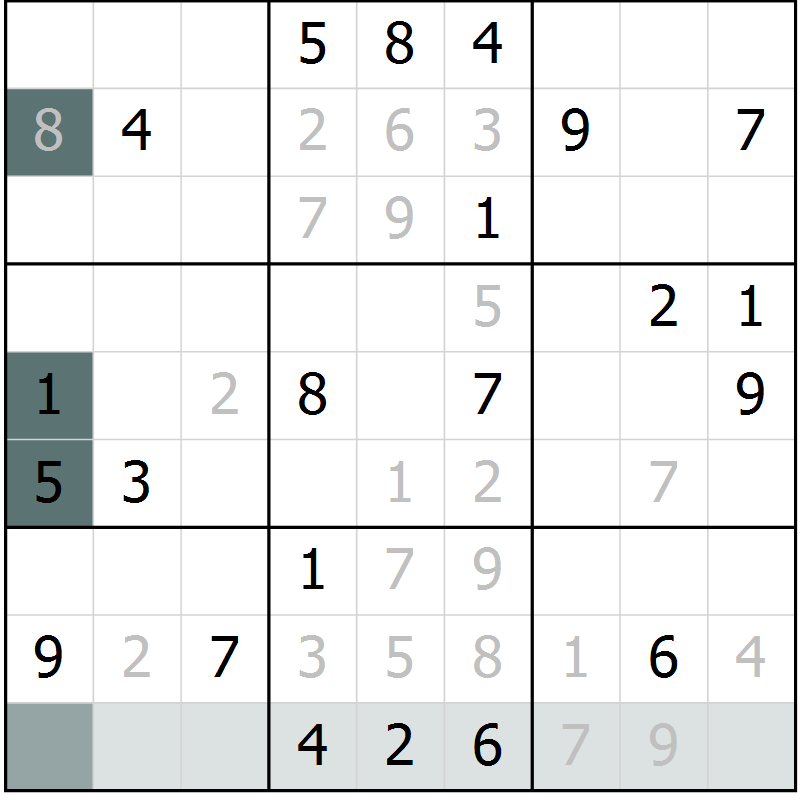 Position des candidats pour la solution de la Gr 36 page 38 du magazine de sudoku Expert n° 020