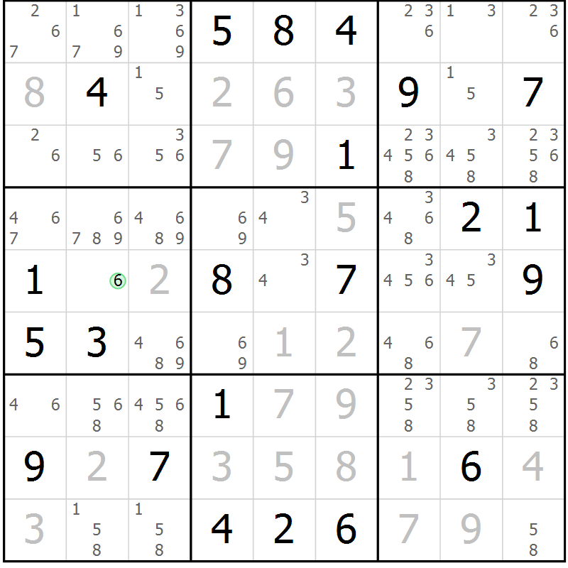 Position des candidats pour la solution de la Gr 36 page 38 du magazine de sudoku Expert n° 020