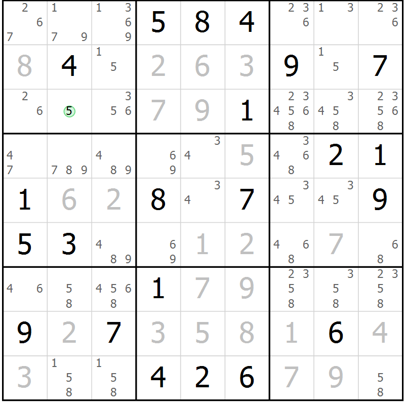 Position des candidats pour la solution de la Gr 36 page 38 du magazine de sudoku Expert n° 020