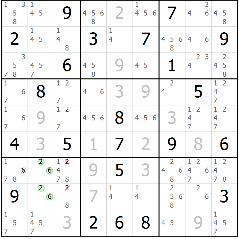 Position des candidats pour la solution de la Gr 38 page 40 du magazine de sudoku Expert n° 020