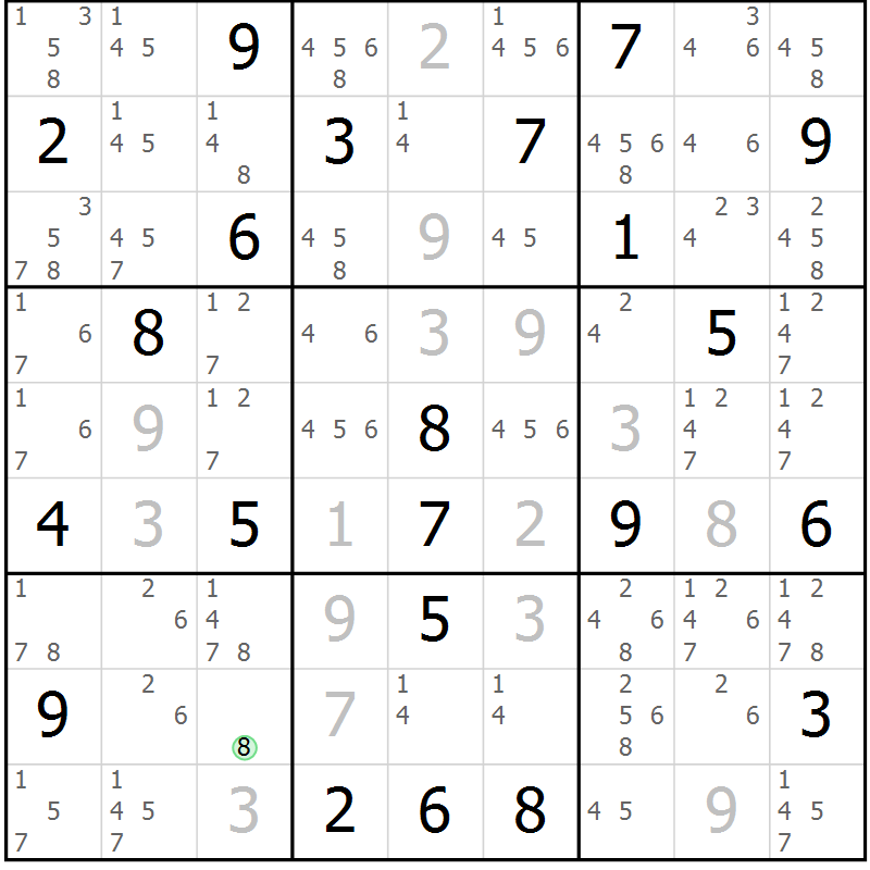 Position des candidats pour la solution de la Gr 38 page 40 du magazine de sudoku Expert n° 020
