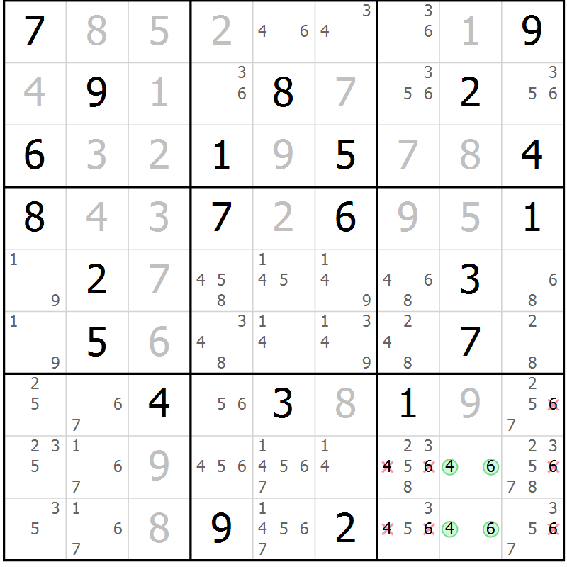 Position des candidats pour la solution de la Gr 39 page 41 du magazine de sudoku Expert n° 020